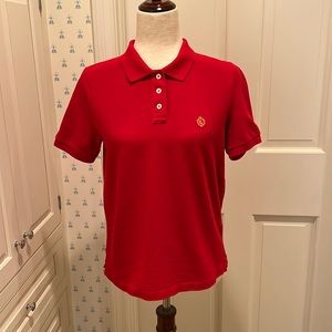 WOMEN’S RED LAUREN/RALPH LAUREN 100% COTTON MESH POLO TOP